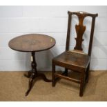 A Georgian dining chair; and an oak tripod table.