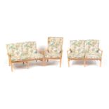 A mid Century Parker Knoll beech wood three piece suite