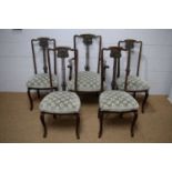 Five early 20th Century Art Nouveau salon/dining chairs.