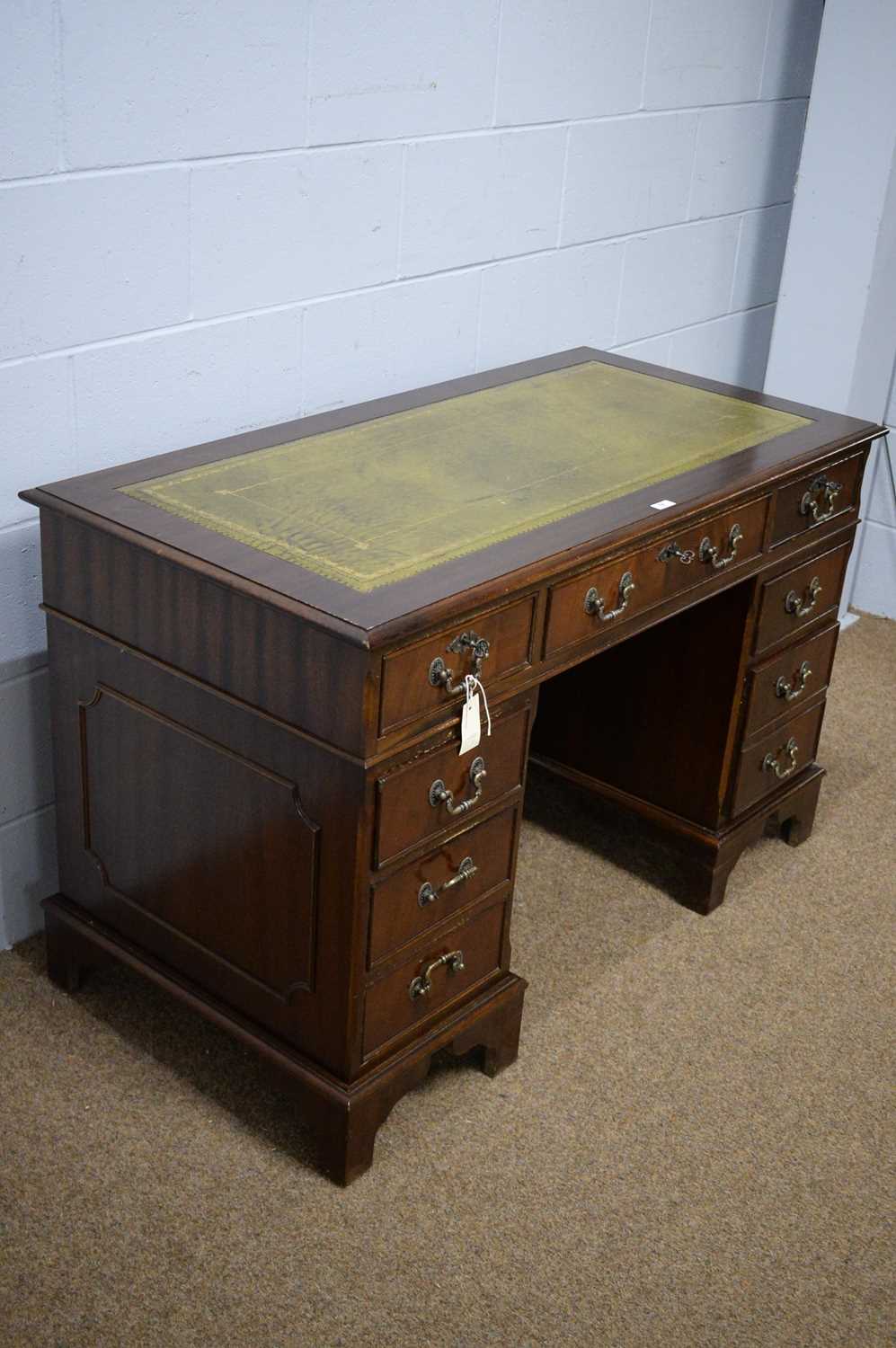 A Georgian-style reproduction mahogany pedestal desk. - Image 2 of 5