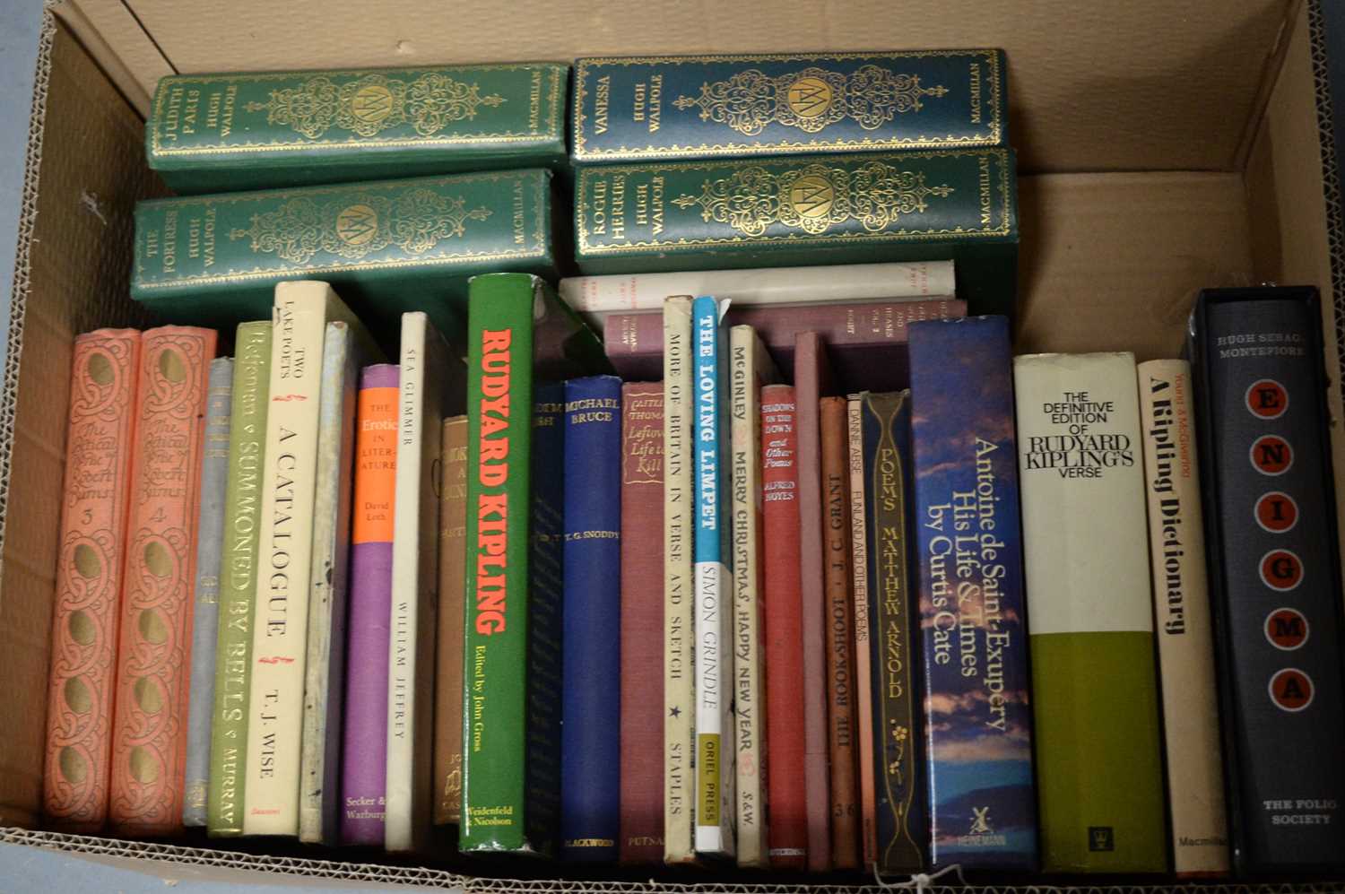 A selection of hardback books, primarily relating to literature.