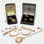 A selection of gold jewellery and other items