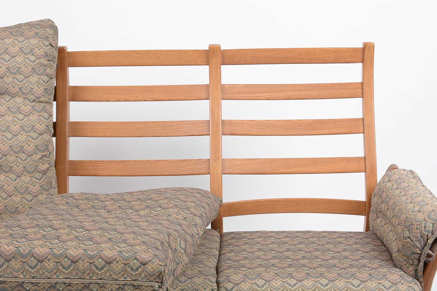 Ercol: an elm ‘Saville’ three-piece suite. - Image 5 of 5