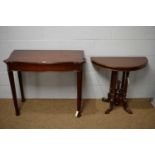 Georgian-style card table; and a Victorian demi-lune side table.