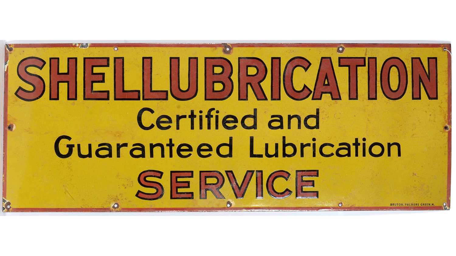 Shellubrication enamel advertising sign,