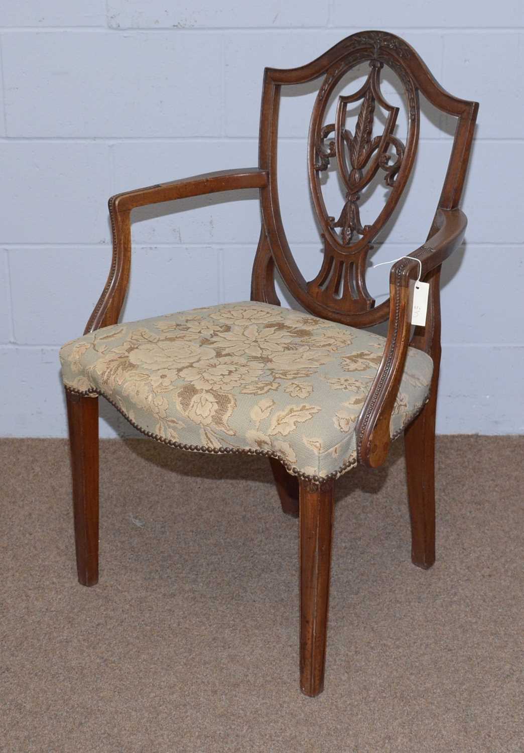 Three 19th Century Hepplewhite-style mahogany elbow chairs. - Image 4 of 9