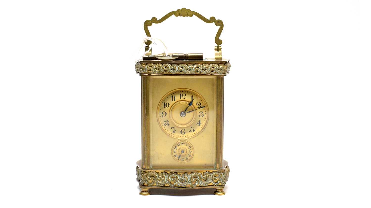 A late 19th Century brass cased carriage clock.