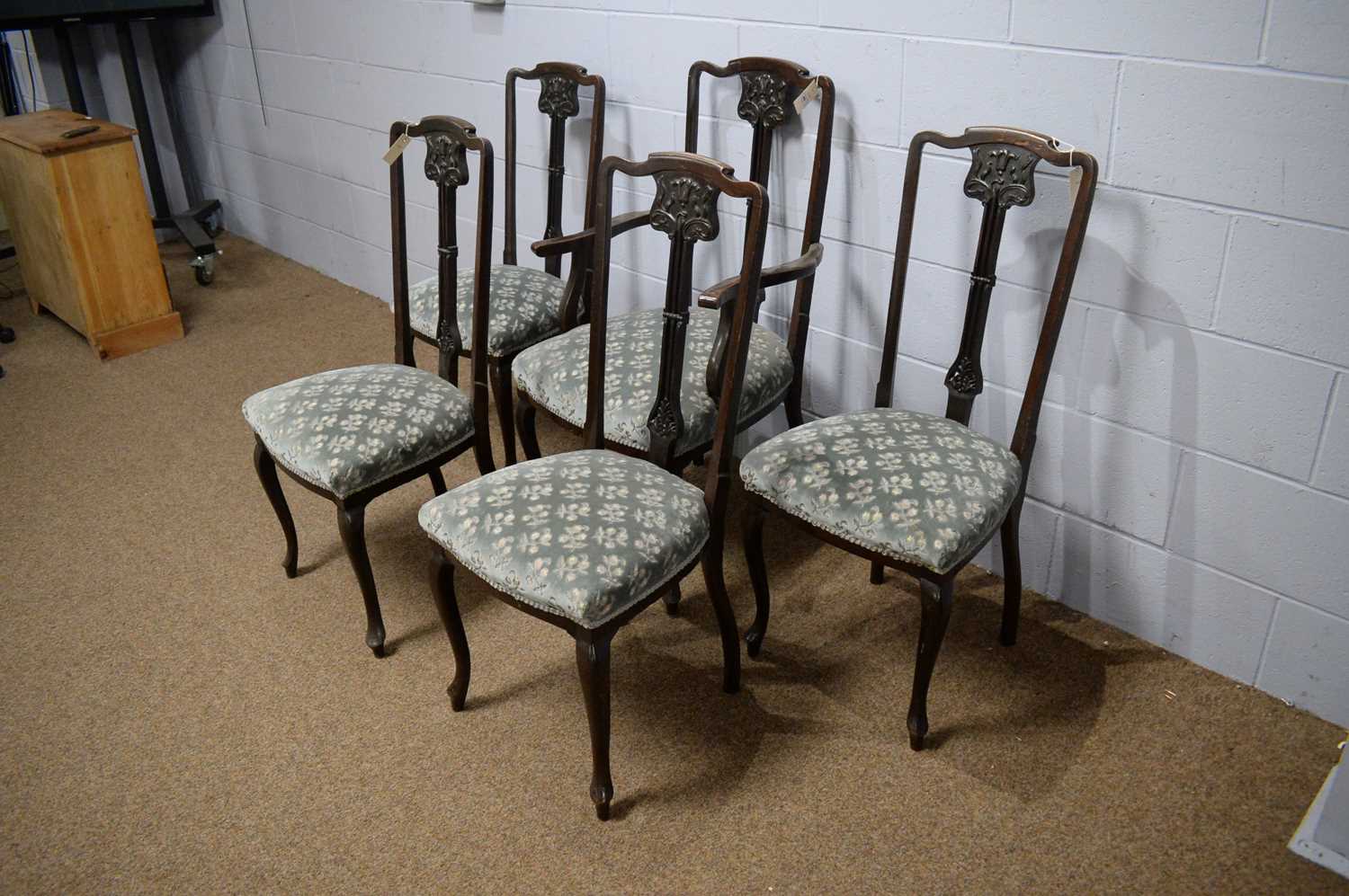 Five early 20th Century Art Nouveau salon/dining chairs. - Image 4 of 4