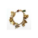 A 9ct yellow gold charm bracelet