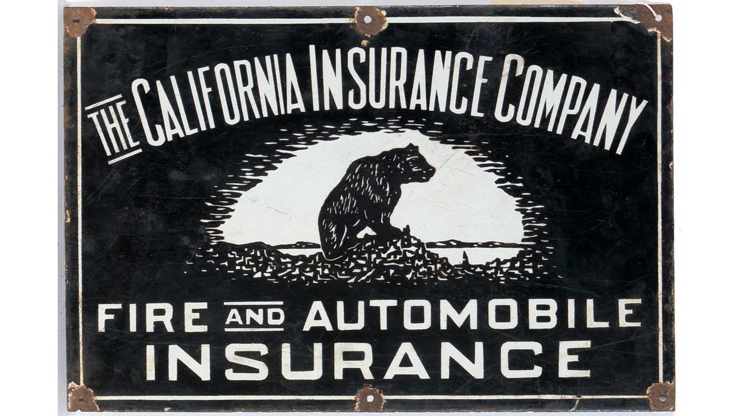 The California Insurance Company enamel advertising sign,