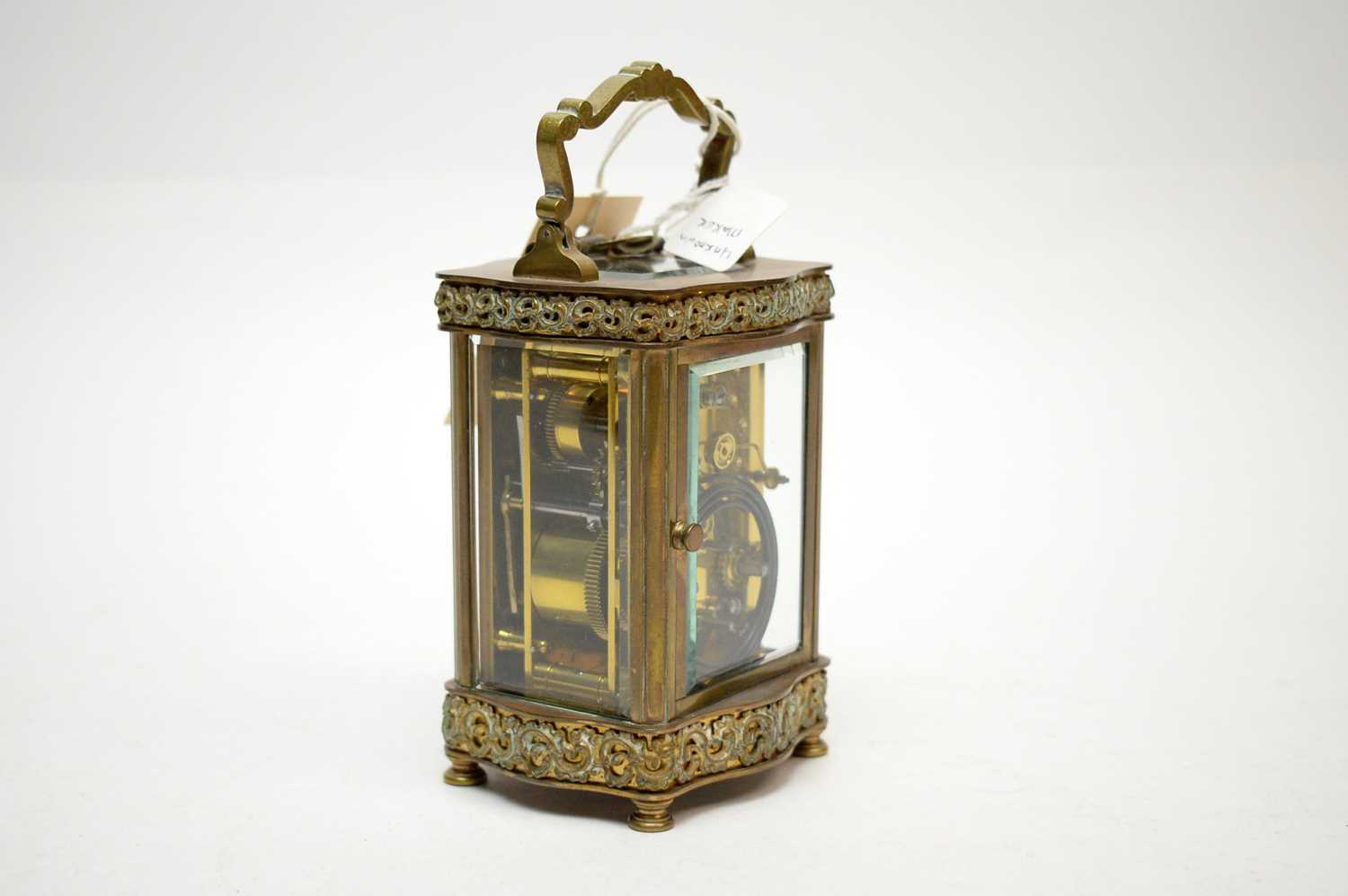 A late 19th Century brass cased carriage clock. - Image 5 of 6