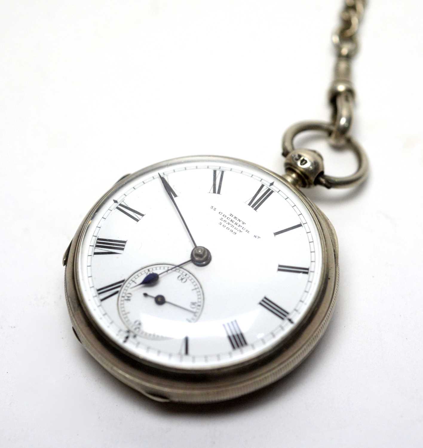 A Victorian silver cased open faced pocket watch, by Dent, - Image 3 of 6