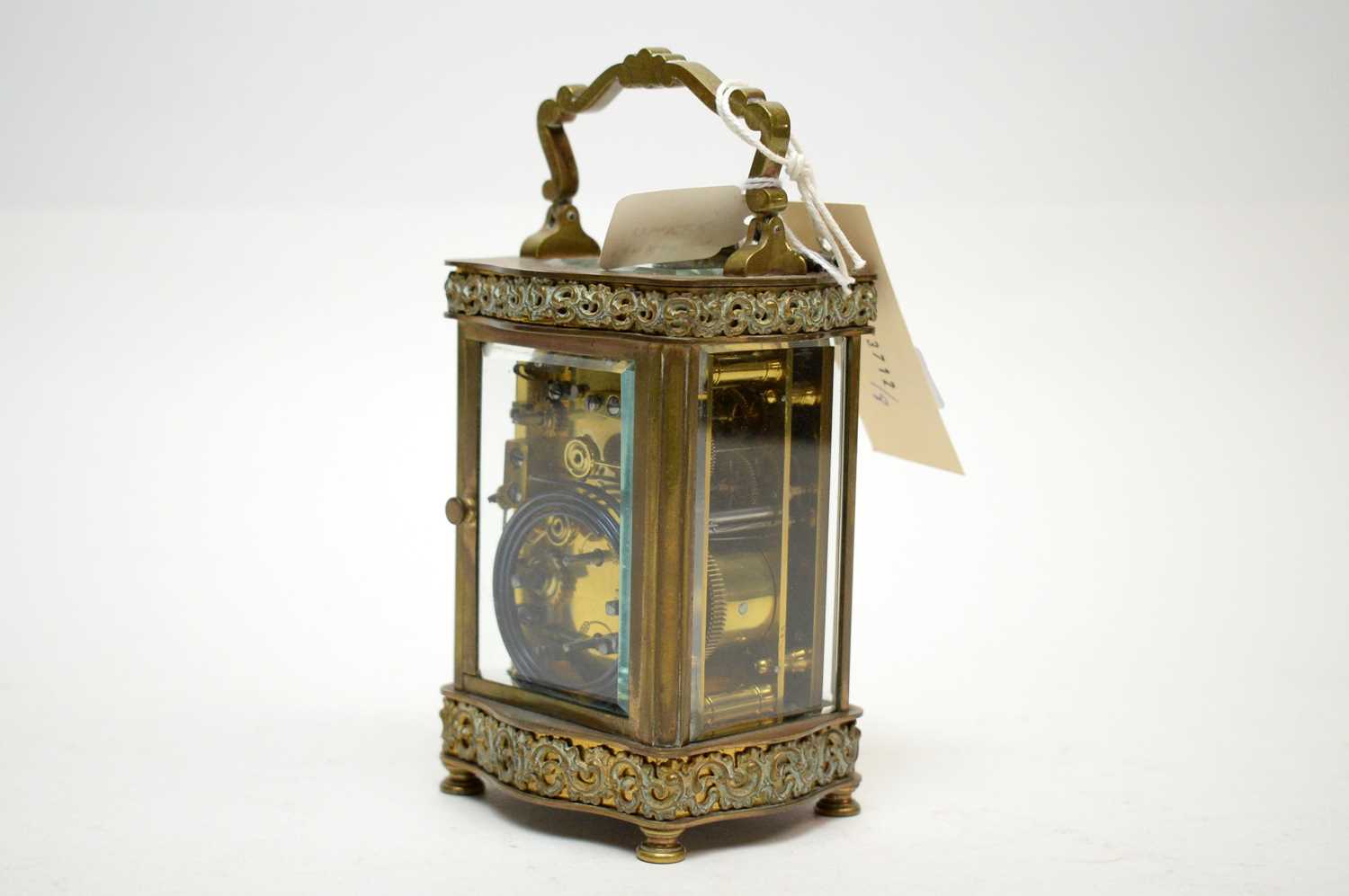 A late 19th Century brass cased carriage clock. - Image 3 of 6