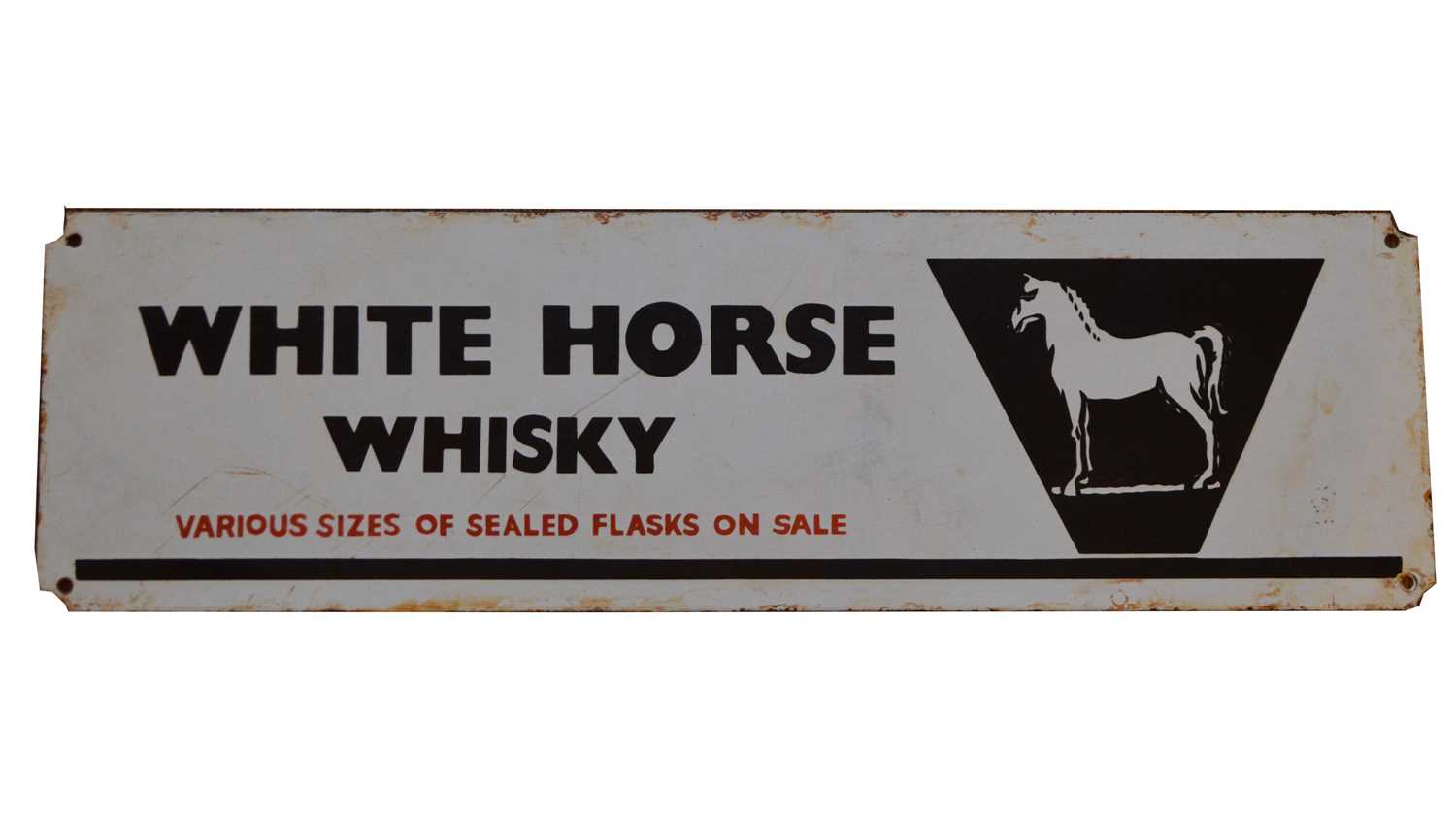 White Horse Whisky enamel advertising sign,