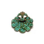 A 19th Century turquoise shell pattern brooch,