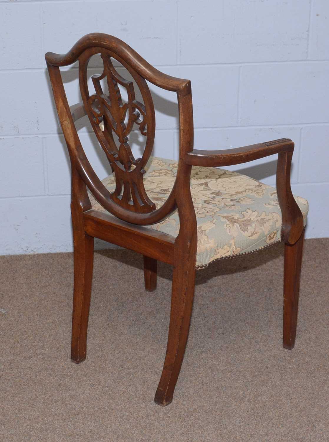 Three 19th Century Hepplewhite-style mahogany elbow chairs. - Image 6 of 9