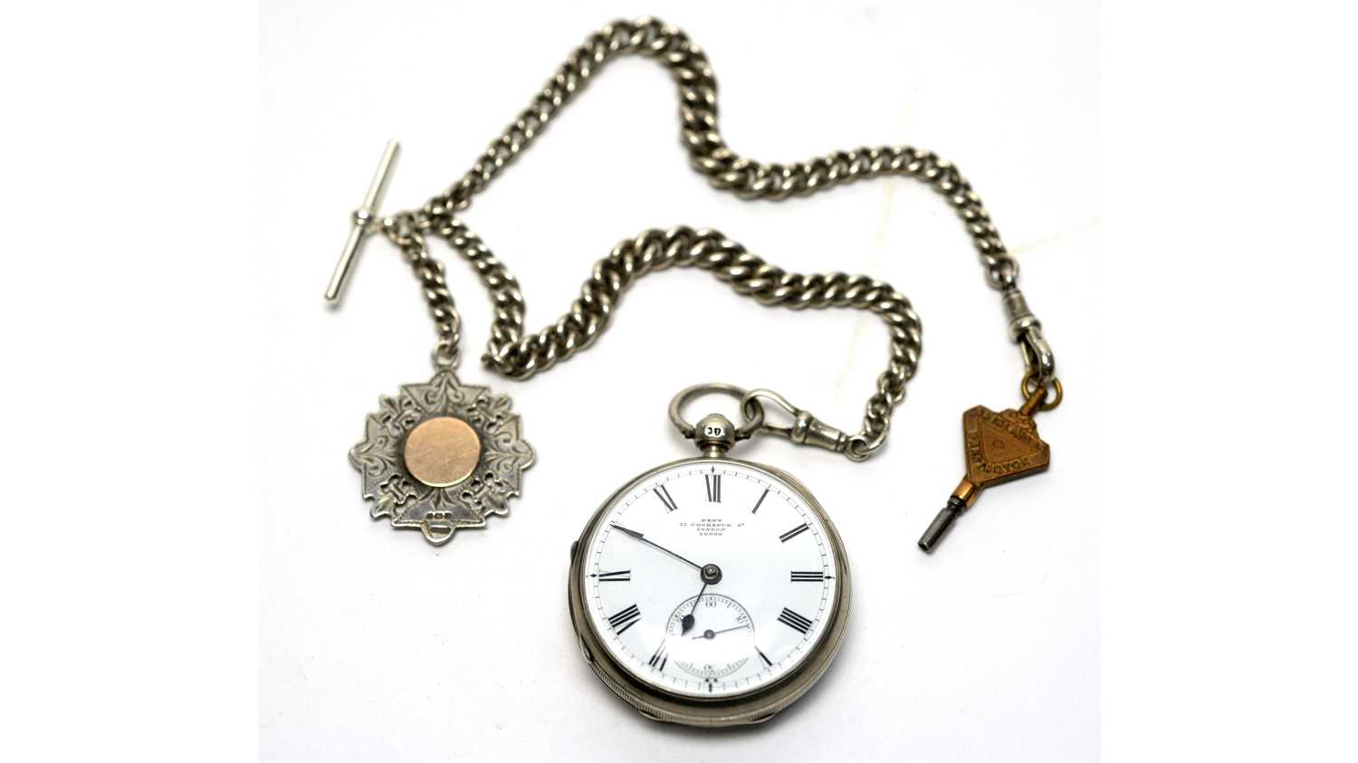A Victorian silver cased open faced pocket watch, by Dent,