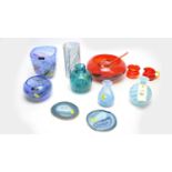 A selection of art glass wares