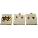 Three pairs of ruby earrings,