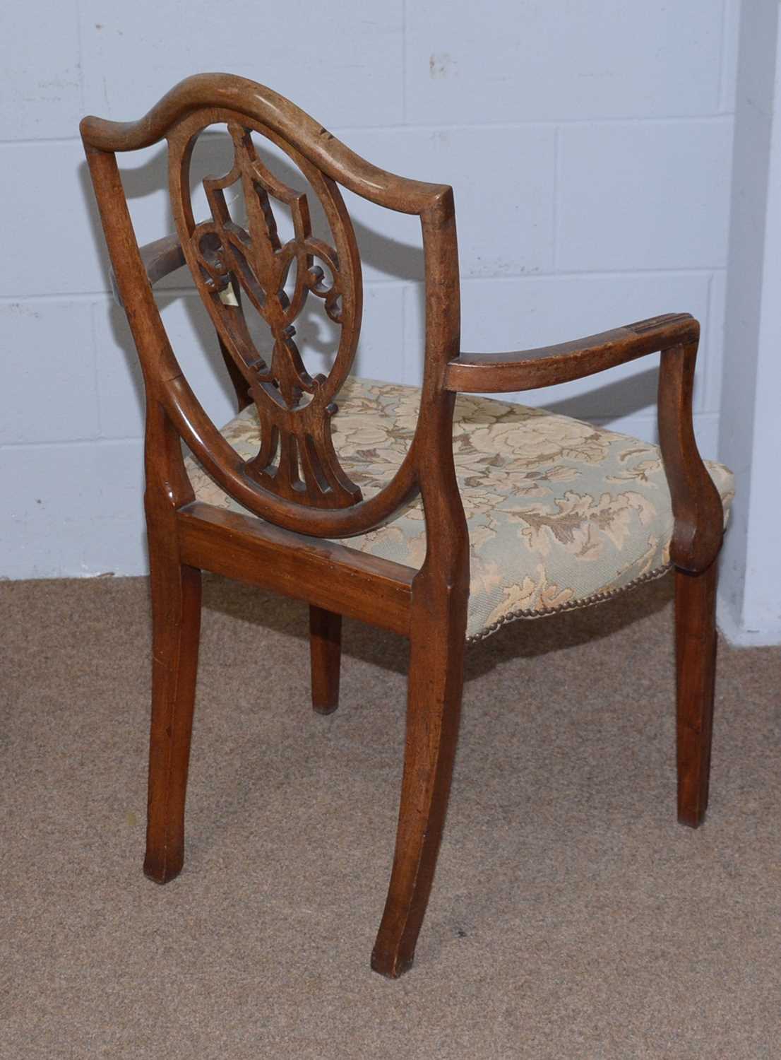 Three 19th Century Hepplewhite-style mahogany elbow chairs. - Image 5 of 9