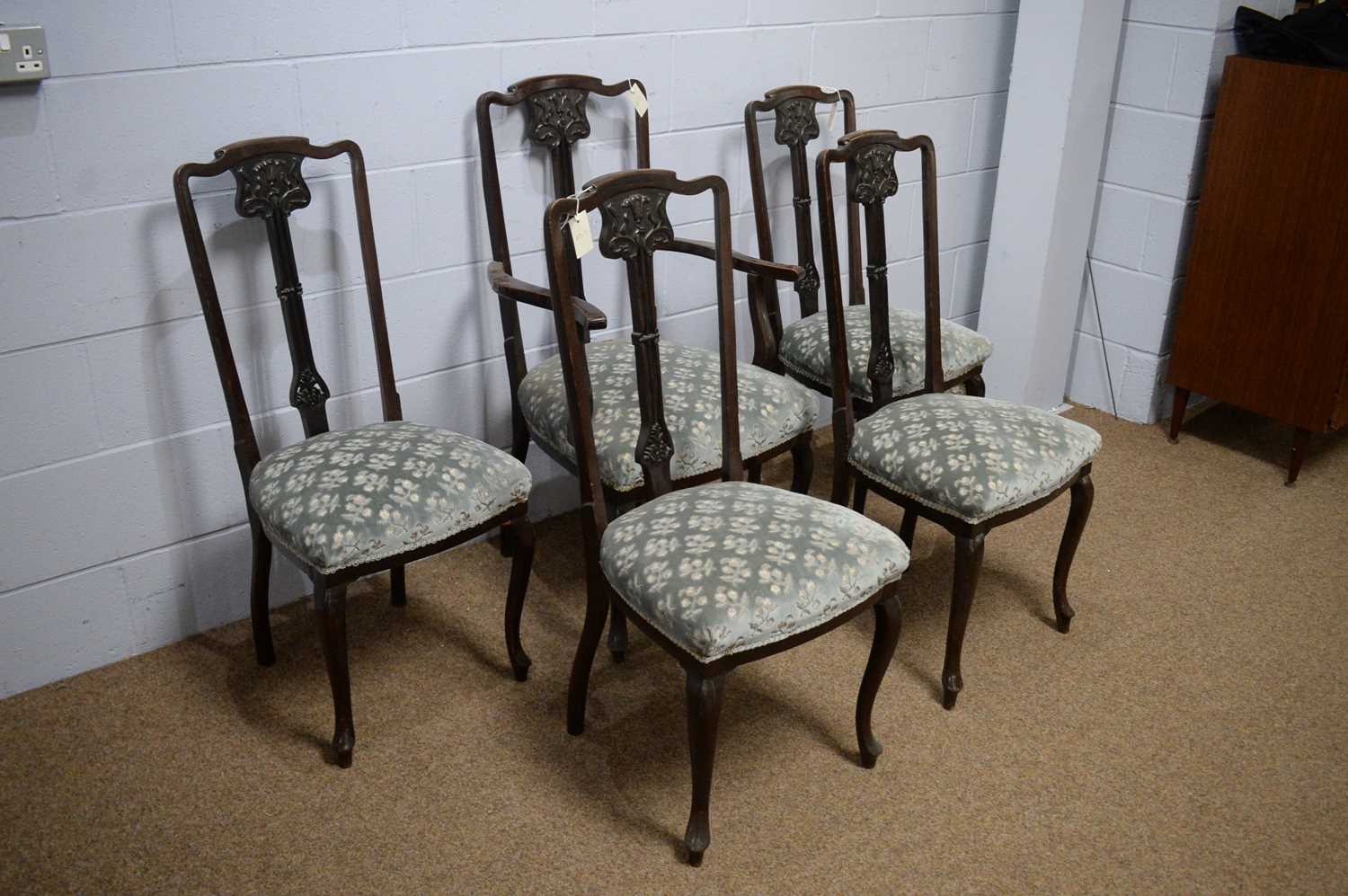 Five early 20th Century Art Nouveau salon/dining chairs. - Image 3 of 4