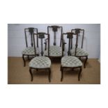 Five early 20th Century Art Nouveau salon/dining chairs.