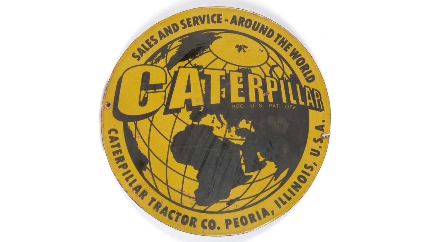 Caterpillar enamel advertising sign