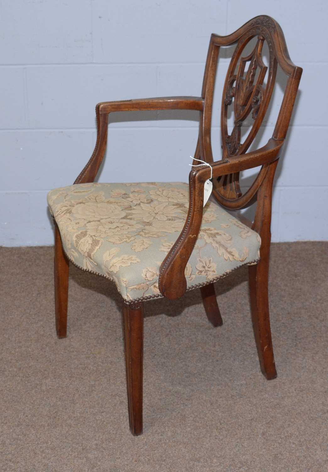 Three 19th Century Hepplewhite-style mahogany elbow chairs. - Image 2 of 9