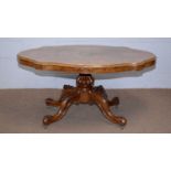 A Victorian burr walnut and walnut Looe table.