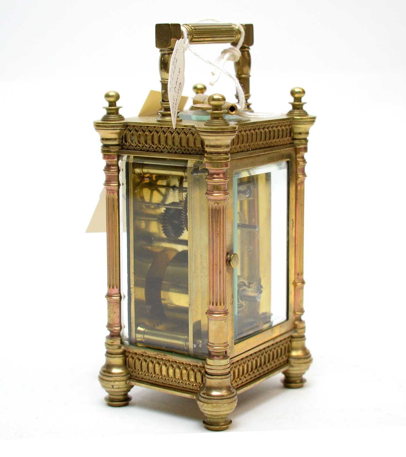 A late 19th Century brass carriage clock. - Image 5 of 6