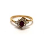 A ruby and diamond ring,