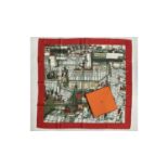 A Hermes "Over the Rooftops of Paris" silk scarf