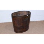 A 19th Century coopered oak barrel pattern log bin