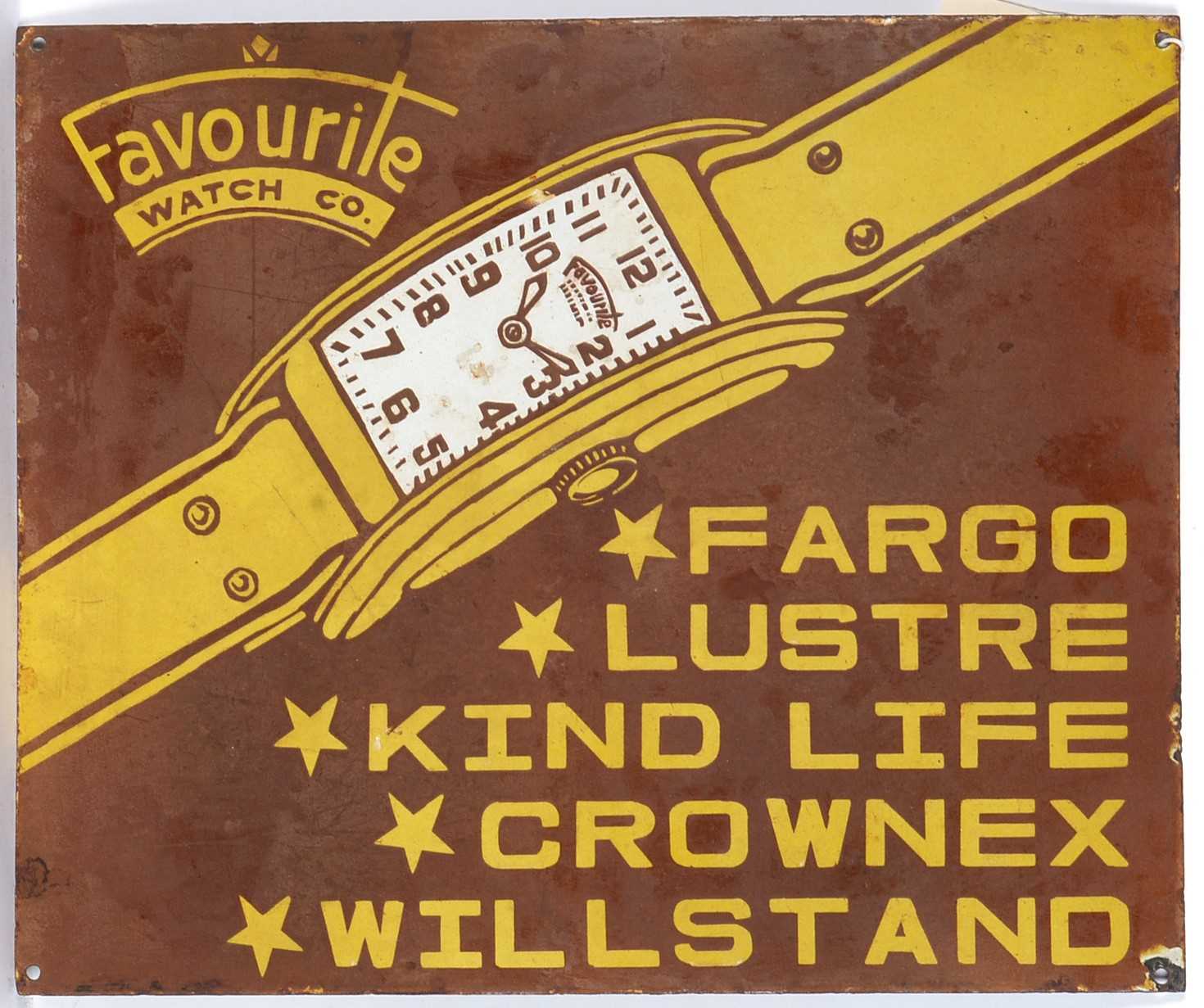 Favourite Watch Co. enamel advertising sign, - Image 2 of 3