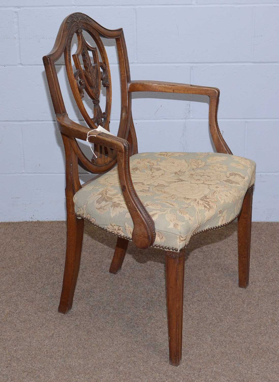 Three 19th Century Hepplewhite-style mahogany elbow chairs. - Image 3 of 9