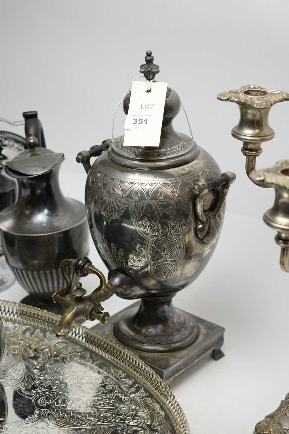 Antique silver-plated items including a Victorian tea urn. - Image 3 of 6