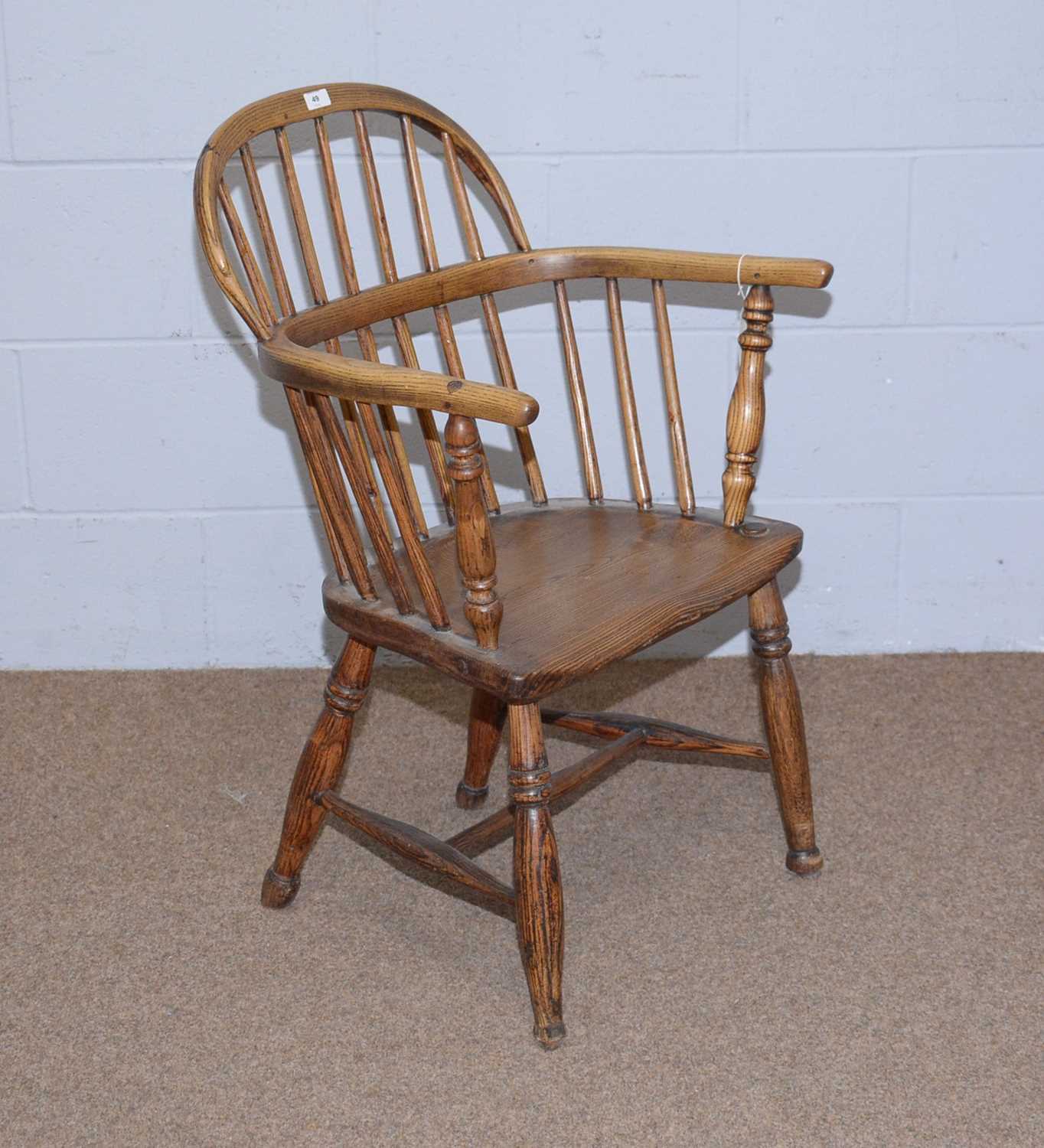 A 19th Century ash Windsor armchair. - Image 3 of 4