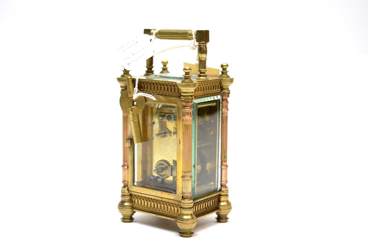 A late 19th Century brass carriage clock. - Image 3 of 6