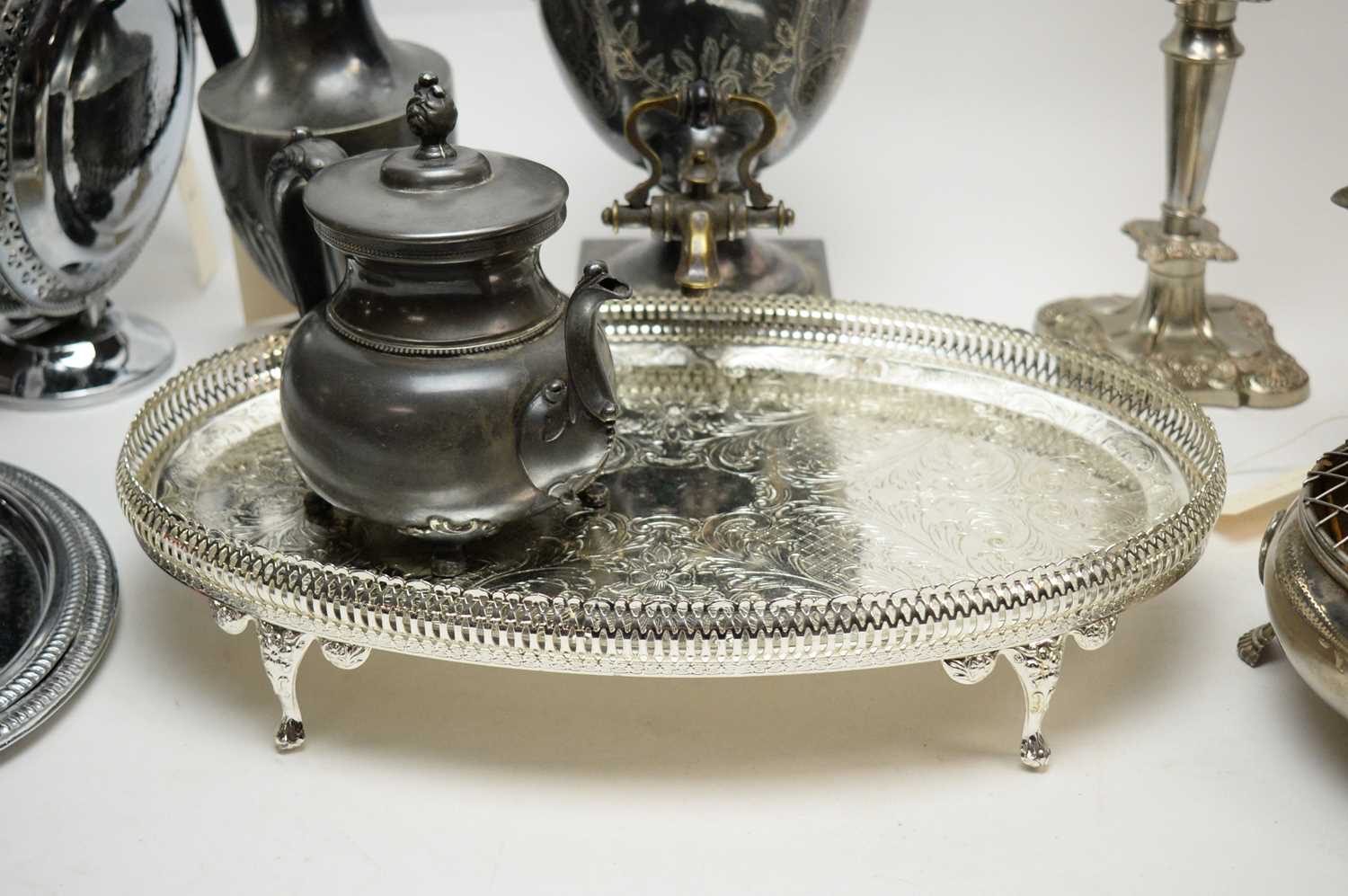 Antique silver-plated items including a Victorian tea urn. - Image 5 of 6
