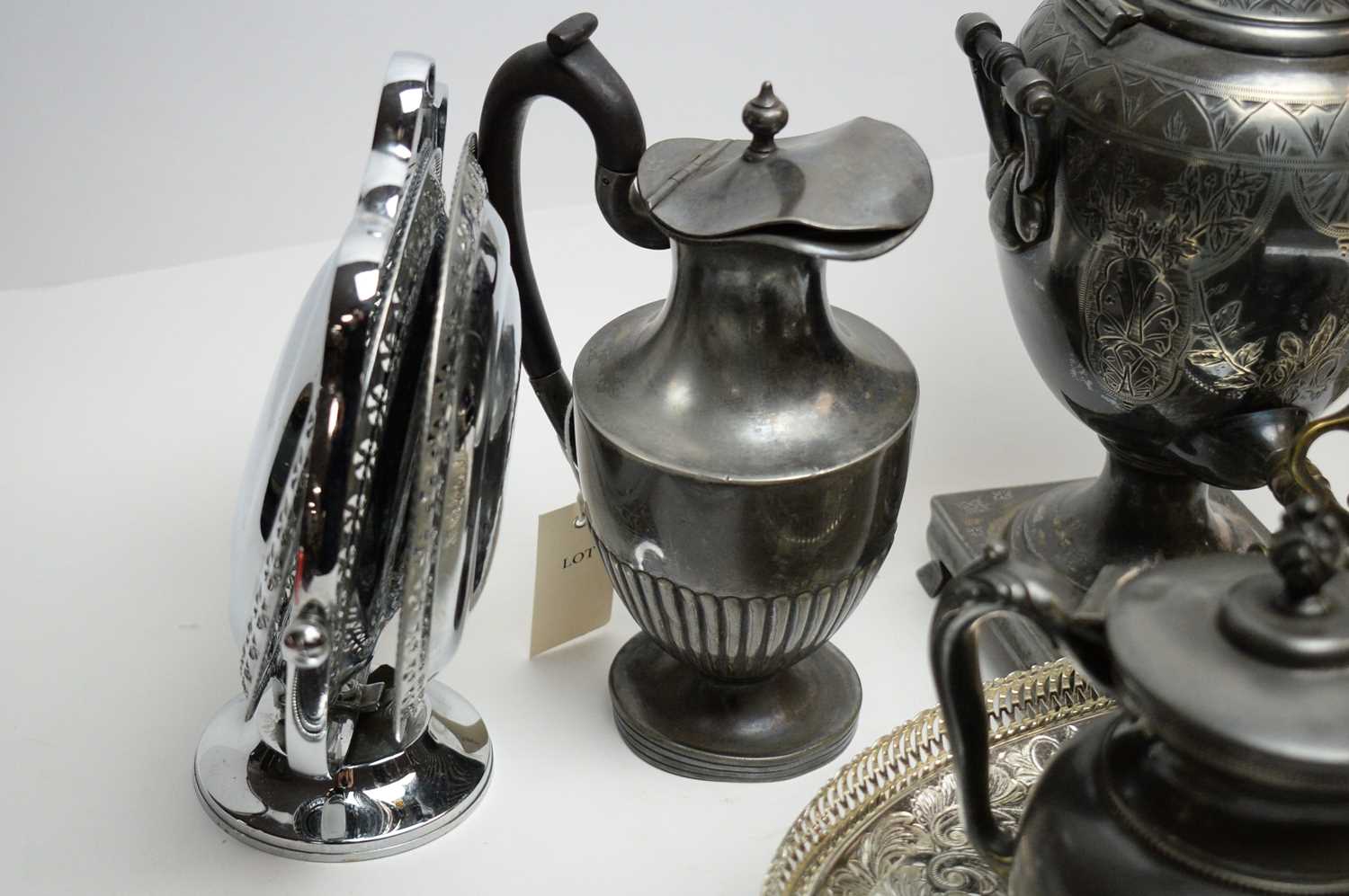 Antique silver-plated items including a Victorian tea urn. - Image 4 of 6