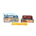 Dinky Toys Pullmore Car transporter; a loading ramp; and a horse box.