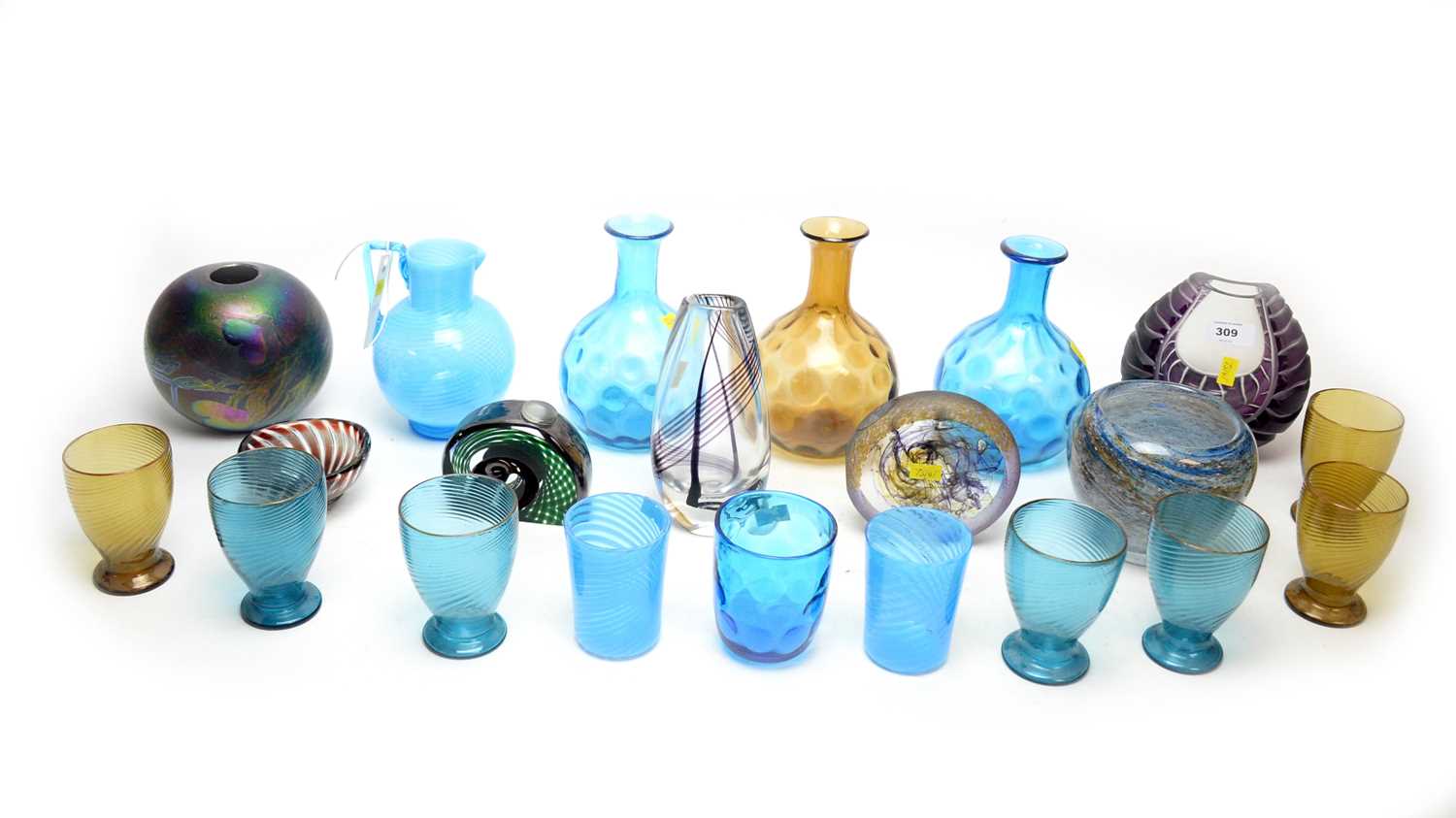 A collection of art glass wares