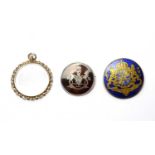A 9ct yellow gold photo pendant; Newcastle upon Tyne sweetheart brooch and another