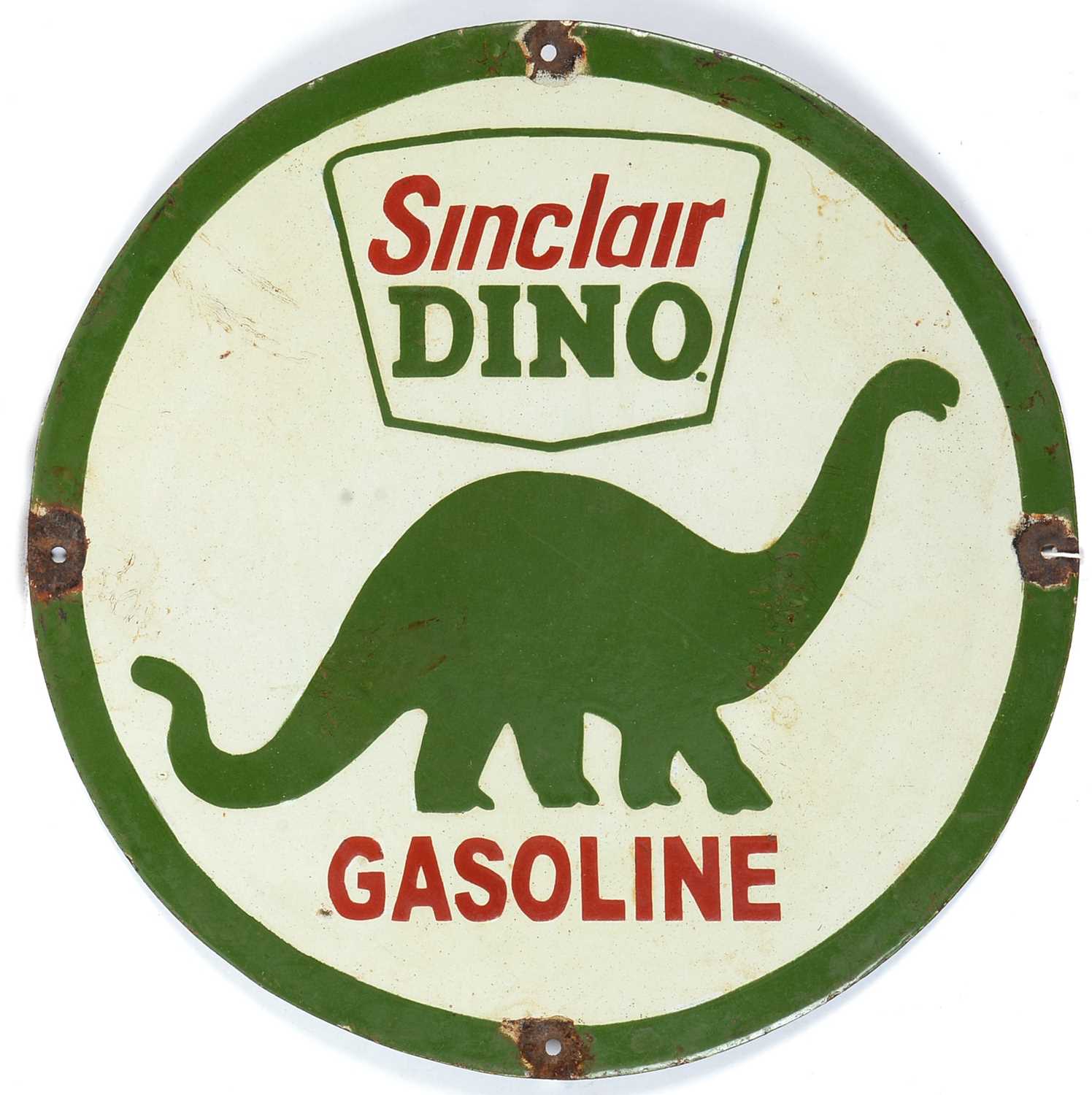 Sinclair Dino Gasoline enamel advertising sign, - Image 2 of 3