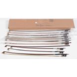 9 various violin bows, cello bow