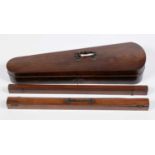 19th Century Rosewood violin case, two bow cases.