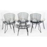 Harry Bertoia; seven mid-century wire chairs; matching stool; and later fabric covers.