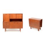 Jentique: a 1970's teak highboard/sideboard credenza; and a teak dining table.