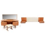 Victor B Wilkins for G Plan: a mid Century teak 'Fresco' dressing table, stool and headboard