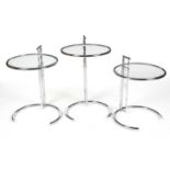 After Eileen Gray: three E1027 style side tables.